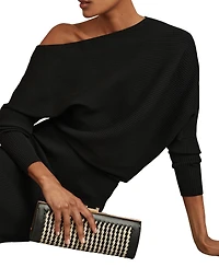 Reiss Women's Off-The-Shoulder Ribbed Midi Dress