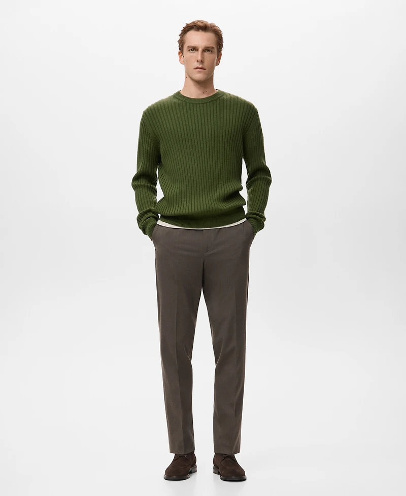 Mango Men's Ribbed Wool-Blend Sweater
