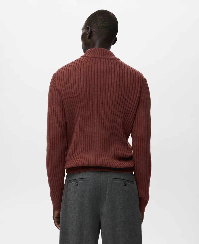 Mango Men's Wool-Blend Rib-Knit Sweater