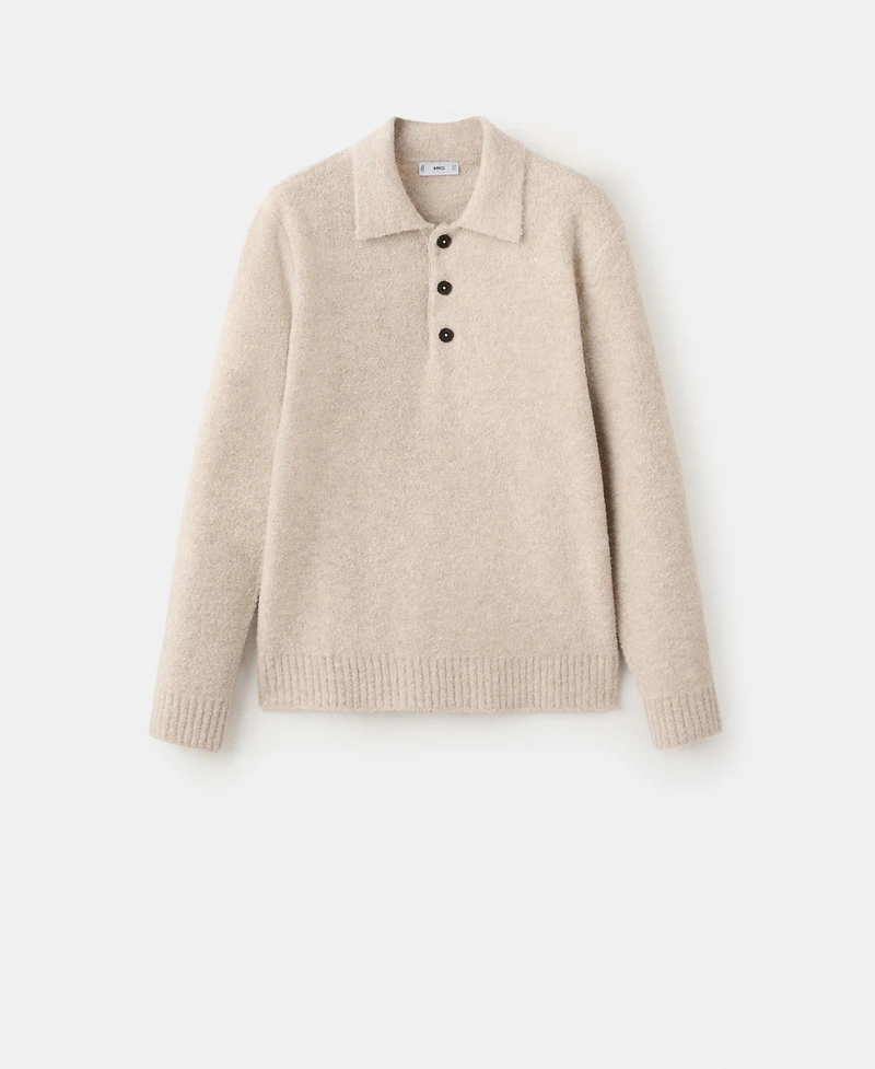 Mango Men's Mini Boucle Knit Polo Shirt