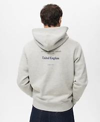 Mango Men's Text Cotton Hooded Sweatshirt