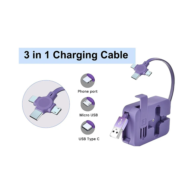 3p Experts 3-in-1 Retractable Charging Cable