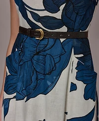 Donna Karan New York Women's Asymmetrical Neck A-Line Midi Dress