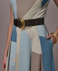 Donna Karan New York Women's Square Neck Geometric A-Line Maxi Dress