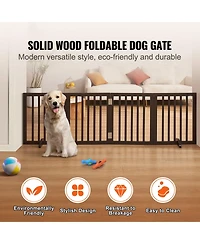 Cozito 4-Panel Folding Indoor Pet Gate, 24" H x 80.3" W, Adjustable Barrier with Quiet Foot Pads