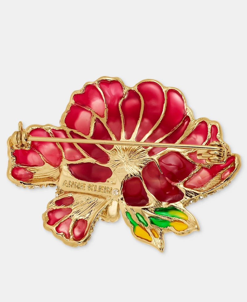 Anne Klein Pave & Imitation Pearl Flower Pin