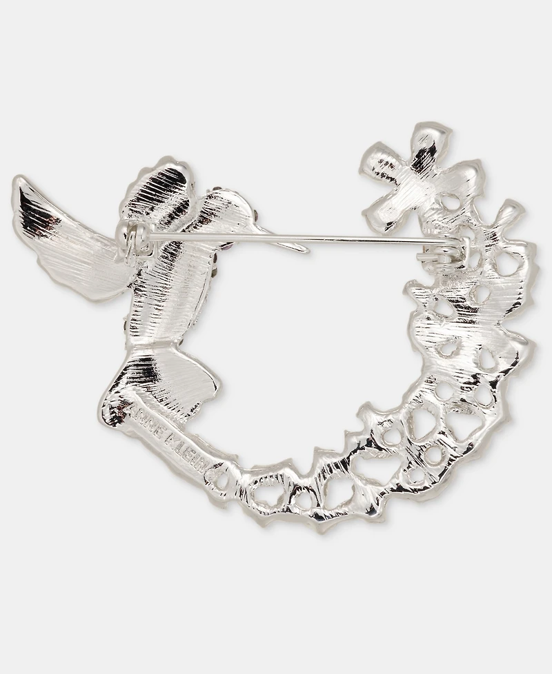 Anne Klein Crystal Hummingbird & Flowers Pin