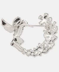 Anne Klein Crystal Hummingbird & Flowers Pin
