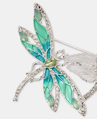 Anne Klein Crystal & Stone Flying Dragonflies Pin