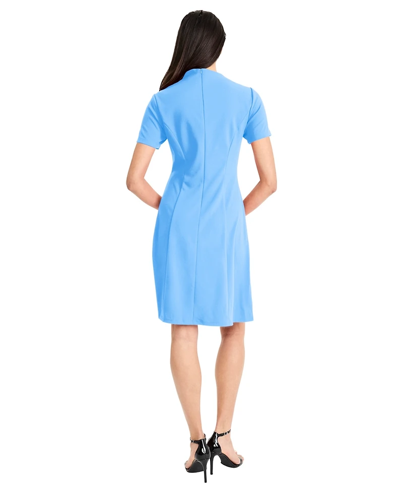 Maggy London Women's Mock Neck Short-Sleeve Dress