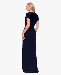Betsy & Adam Women's Cowl Neck Long Gown