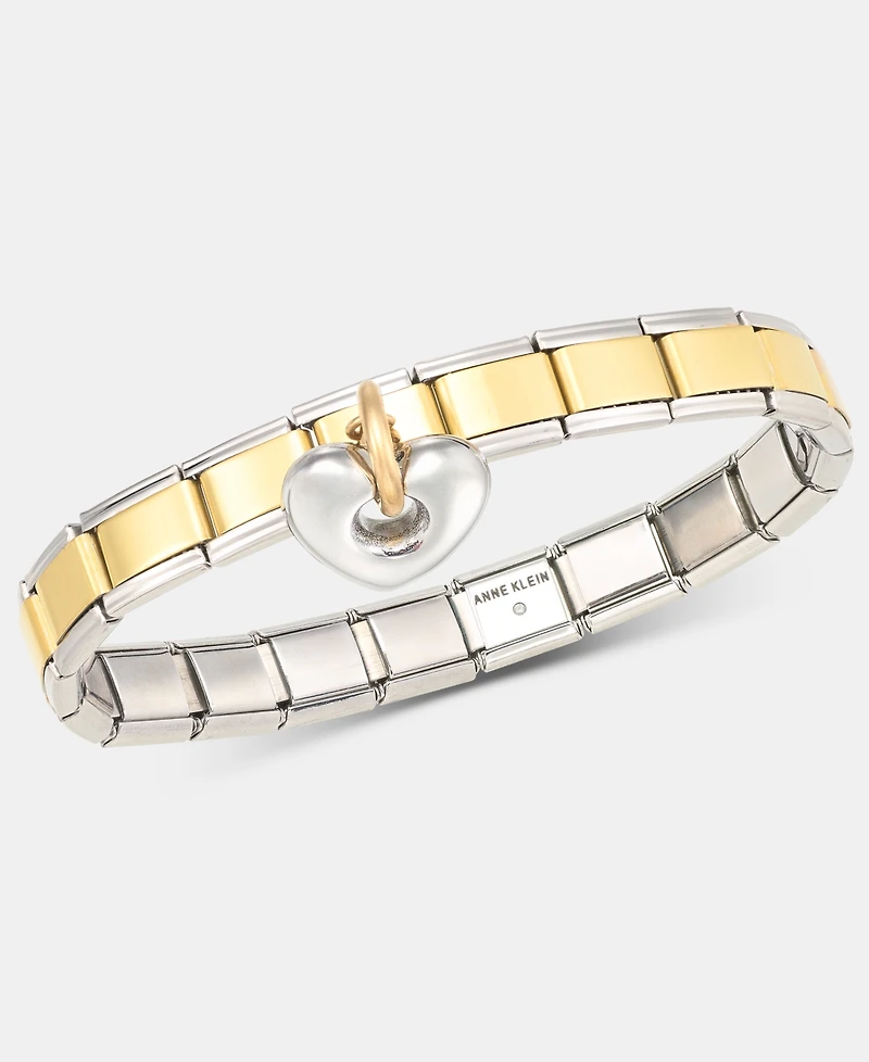 Anne Klein Puffy Heart Charm Stretch Bracelet