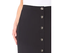 CeCe Women's Waterfall Button Detail Midi Skirt