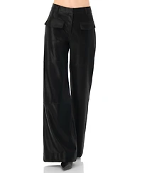 Ivonne Women's High Shine Semi-Flared Trousers