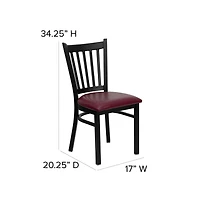 Emma+Oliver Vertical Back Metal Restaurant Dining Chair
