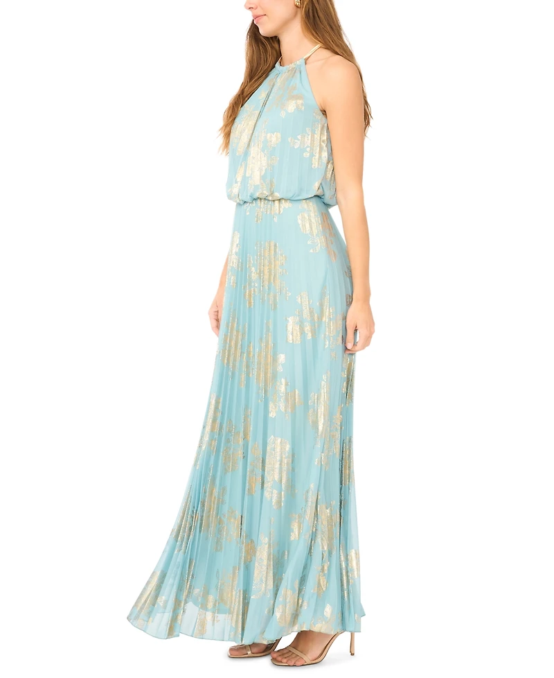 Msk Women's Embellishment Halter-Neck Pleated Dress