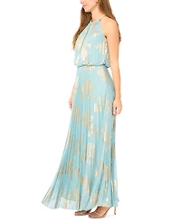 Msk Women's Embellishment Halter-Neck Pleated Dress