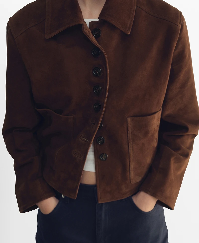 Mango Women's Suede Buttons Jacket