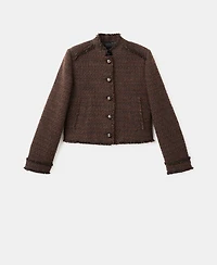 Mango Women's Frayed Ends Tweed Jacket