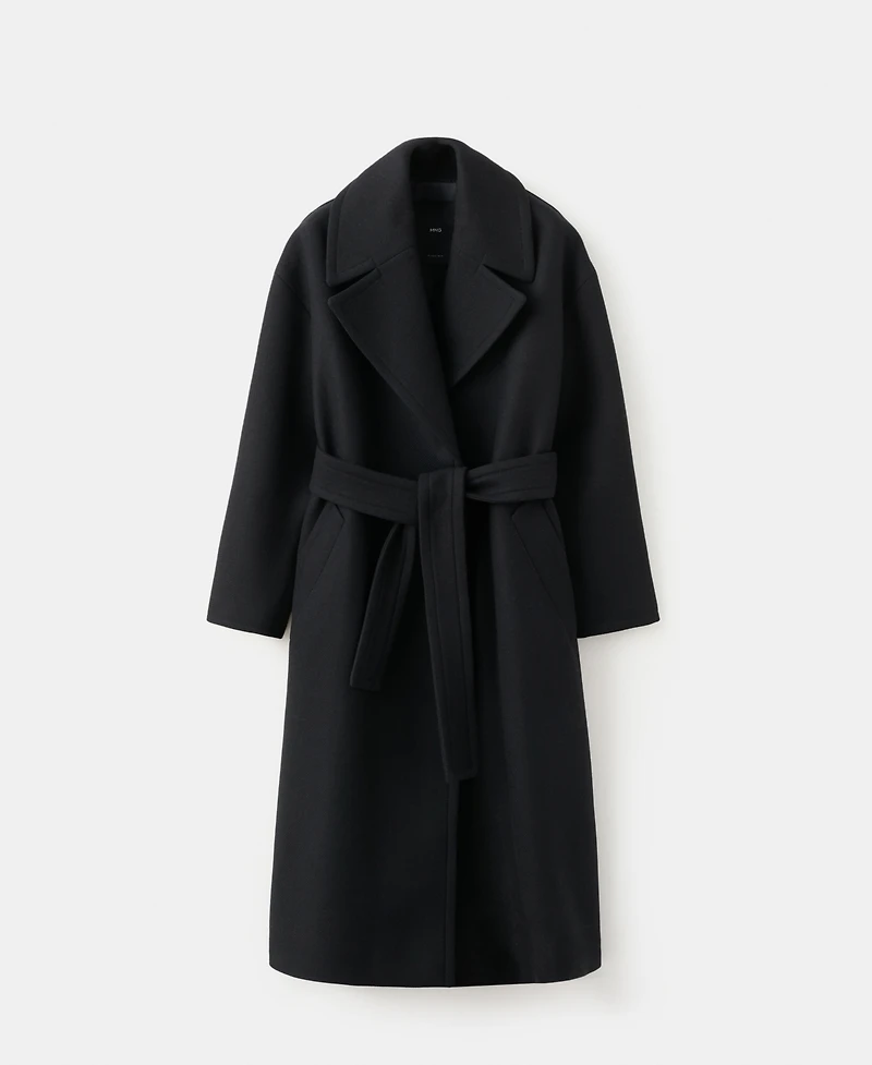 Mango Women's Belted Manteco Wool Coat