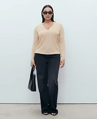 Mango Women's V-Neck Lurex Sweater