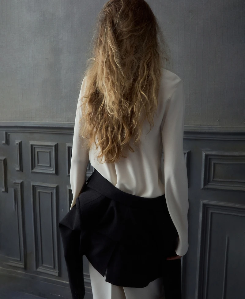 Mango Women's Draped Boat-Neck Blouse