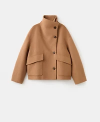 Mango Women's Wool-Blend Funnel-Neck Coat