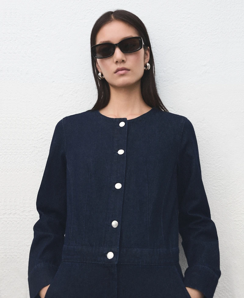 Mango Women's Buttons Denim Jumpsuit