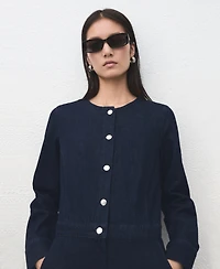 Mango Women's Buttons Denim Jumpsuit