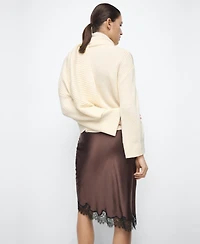 Mango Women's Scarf Detail Ribbed Sweater