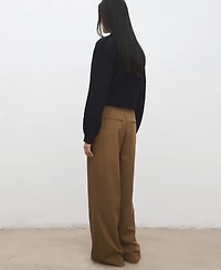 Mango Women's Pleated Wide Leg Pants