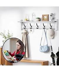 Yigii 5-Hook Wall Coat Rack with Shelf