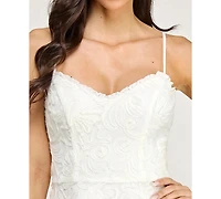 Seni & Cade Juniors' Ruffle Neck Double Tiered Short Dress