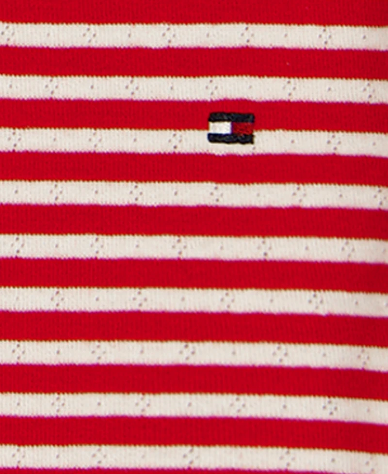 Tommy Hilfiger Girls' Toddler 2T-4T Striped Pointelle Rib T-Shirt & Star Patch Denim Skort, 2-Piece Set