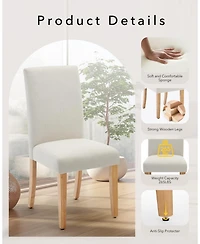 gaomon Modern Fabric Upholstered Dining Chairs Set, Curved Backrest Ergonomic Kitchen Chairs with Heavy-Duty Wood Legs