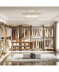 Aheaplus Clothing Rack,Garment Rack With 3 Wood Shelves, Organizer Rack Wall Mounted