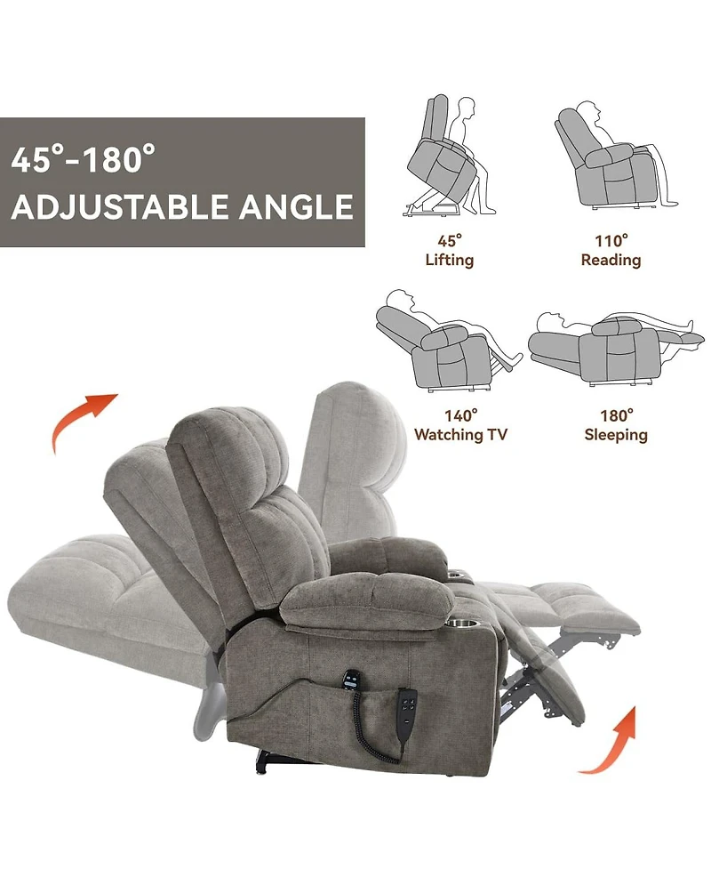 Maison Boucle Oversized Power Lift Recliner for Big & Tall with Massage Heat
