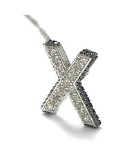 Suzy Levian Sterling Silver Sapphire 3-d Letter "X" Initial Pendant