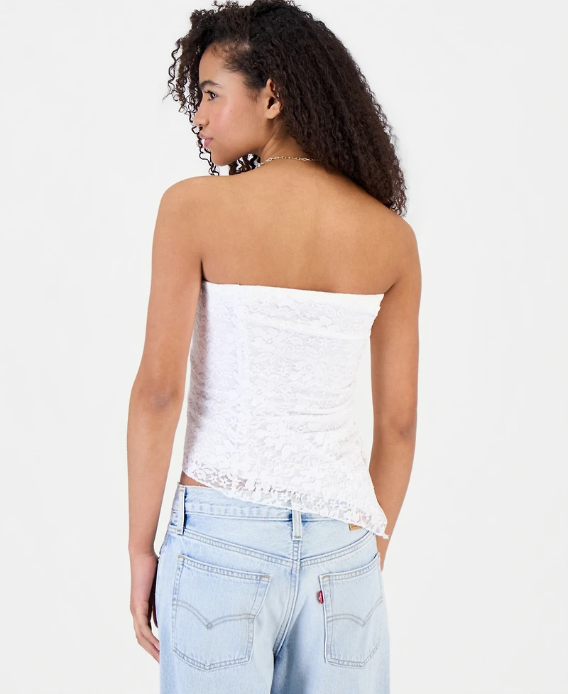 Madden Girl Juniors' Lace Side-Ruched Tube Top
