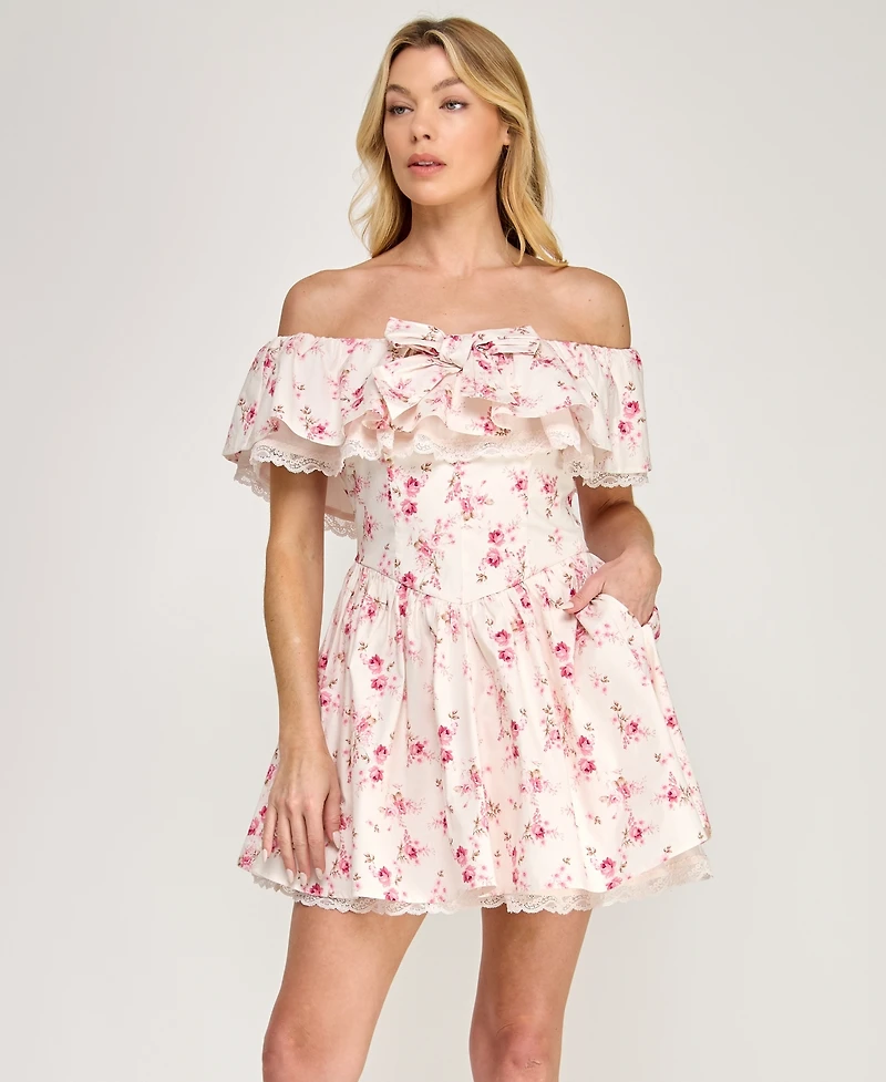 Row A Women's Off-The-Shoulder Mini Dress