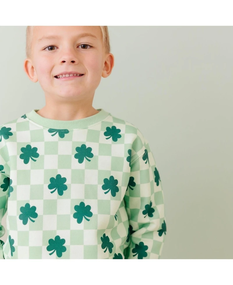 Sweet Wink Toddler Boys Shamrock Checkered St. Patrick's Day Sweatshirt