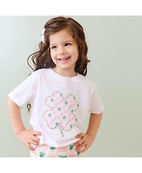Sweet Wink Little Girls Ditsy Shamrock Patch St. Patrick's Day Short Sleeve T-Shirt