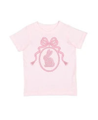 Sweet Wink Big Girls Bunny Locket Pearl Patch Easter Short Sleeve T-Shirt