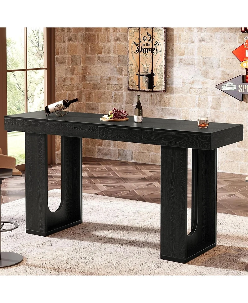 Draft - Tribesigns Bar Table, Modern Counter Height Pub Table, Rectangular Home Coffee Bar Unit with Sturdy Legs