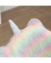 Boyel Living Fluffy Unicorn Office Chair with Mid-Back Armrest Support Rainbow Design