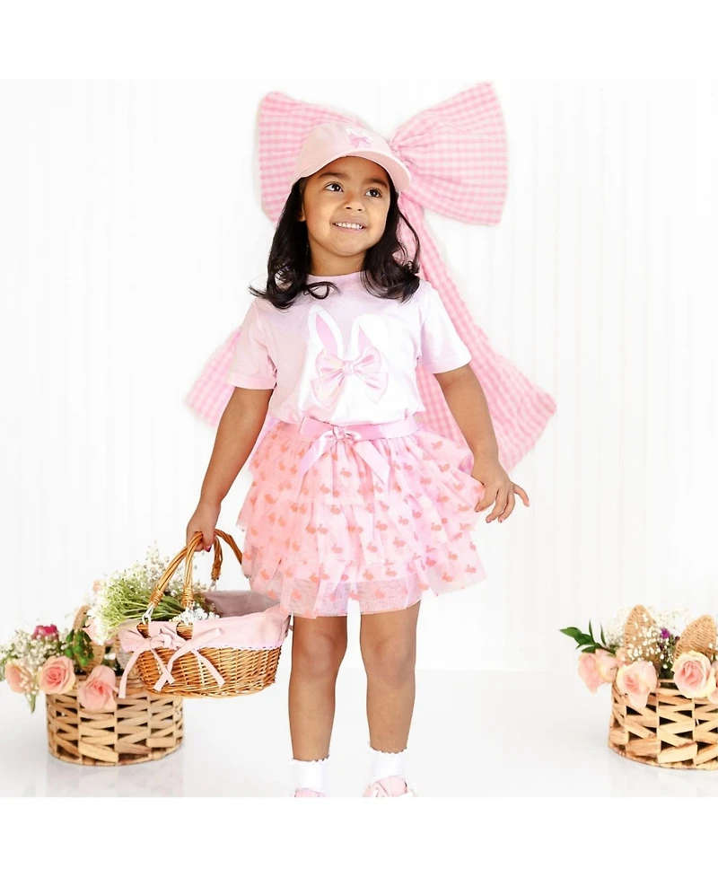 Sweet Wink Toddler Girls Bunny Bow Easter Short Sleeve T-Shirt