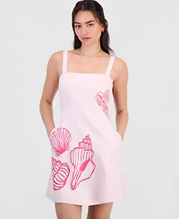 Rebel Veil Juniors' Printed Linen-Blend Mini Dress