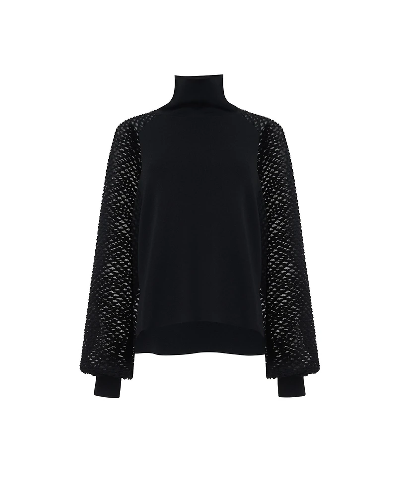 Leem Women's Mesh Sleeve Knitted Sweater