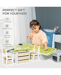Hongge 3 in 1 Kids Activity Table and Chair Set with Storage