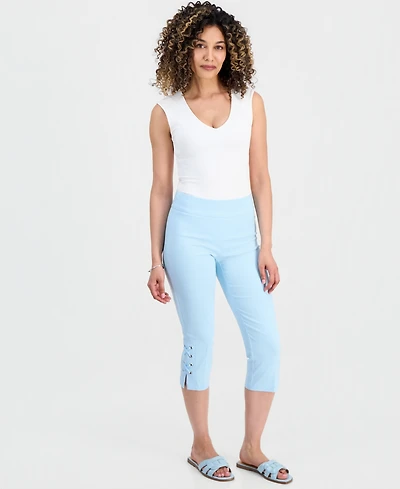 Jm Collection Petite Side-Lace-Up Capri Pants, Created for Macy's
